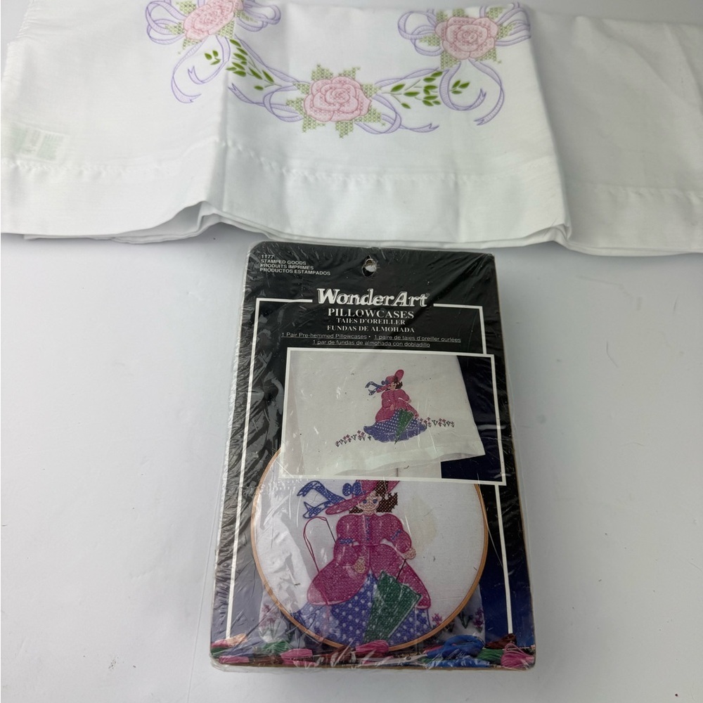 Cross Stitch Kit for Pillows 2 Sets, 4 Pillowcases total. Floral. Brand New